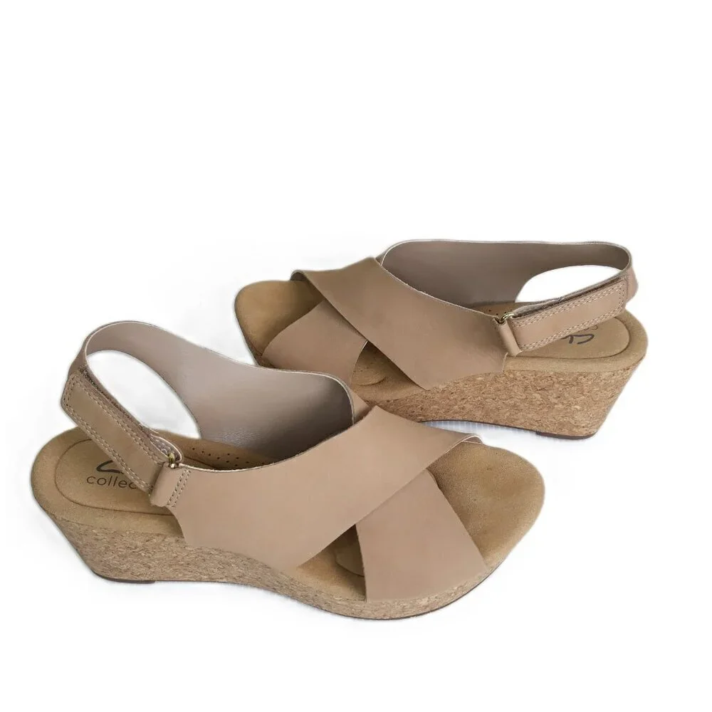 Clarks Annadel Eirwyn Wedge Nubuck Sandal Sand 9.5